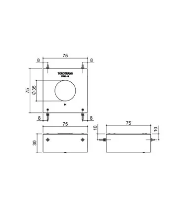 TORO-BOX-75X75-2M Technical Outline Dimensions Drawing